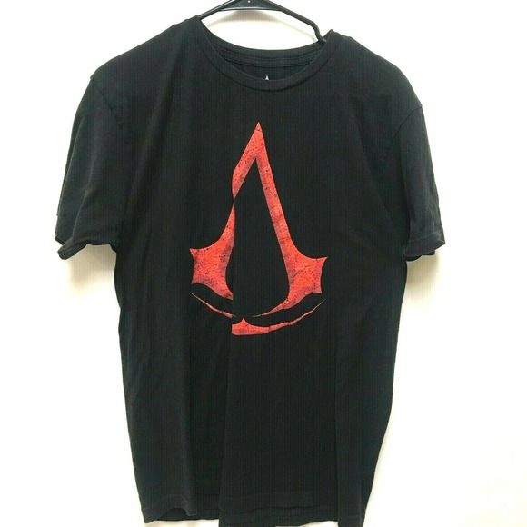 Assassins Creed Original Red Logo Large Black Tee T-Shirt Video Game - Picture 2 of 4
